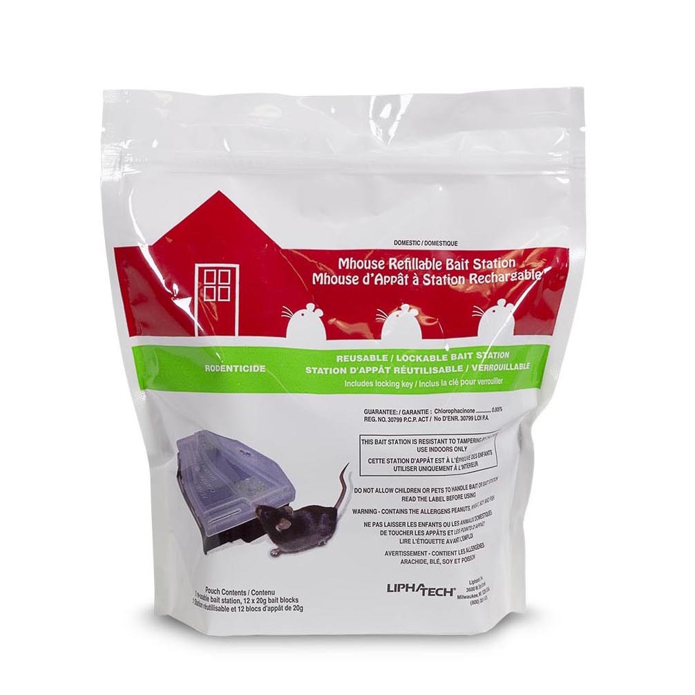 Mhouse Refillable Bait Station with 12 Bait Blocks