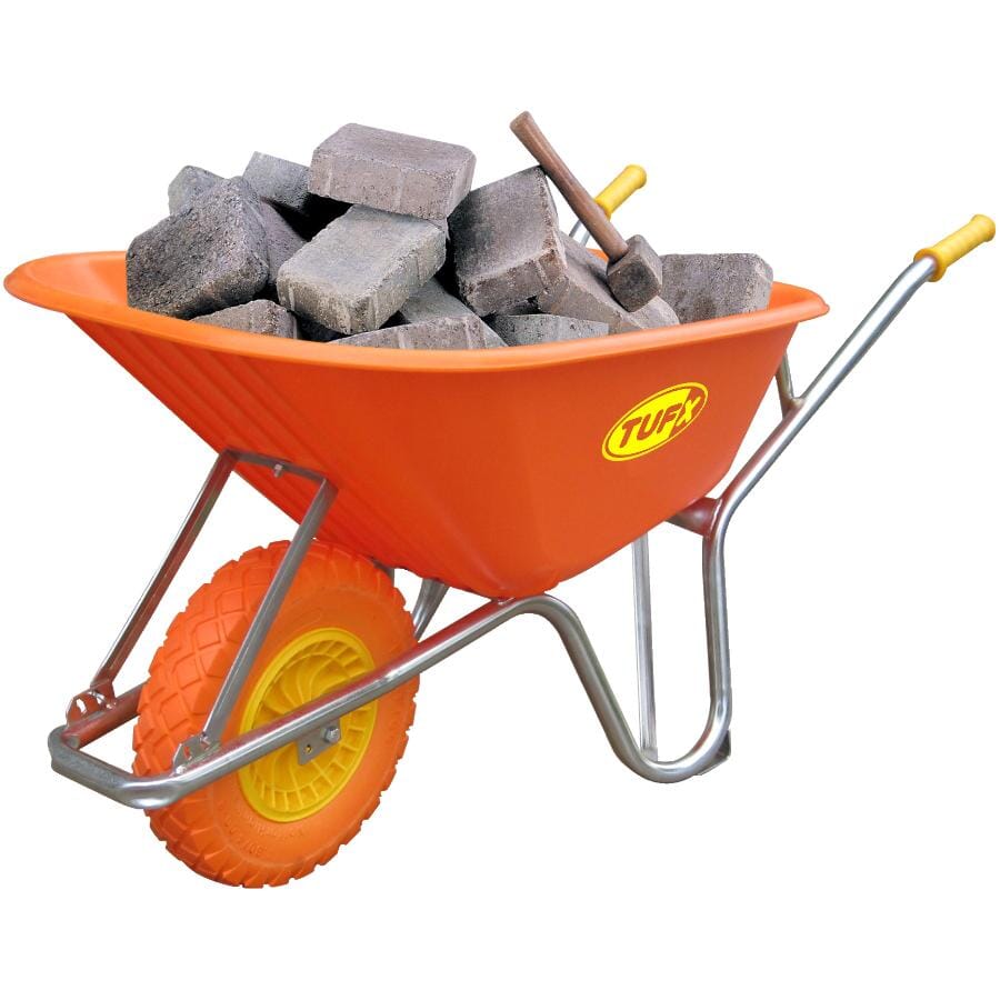 Tufx 6 Cu. Ft Plastic Tray Wheelbarrow, with Flat Free Tire
