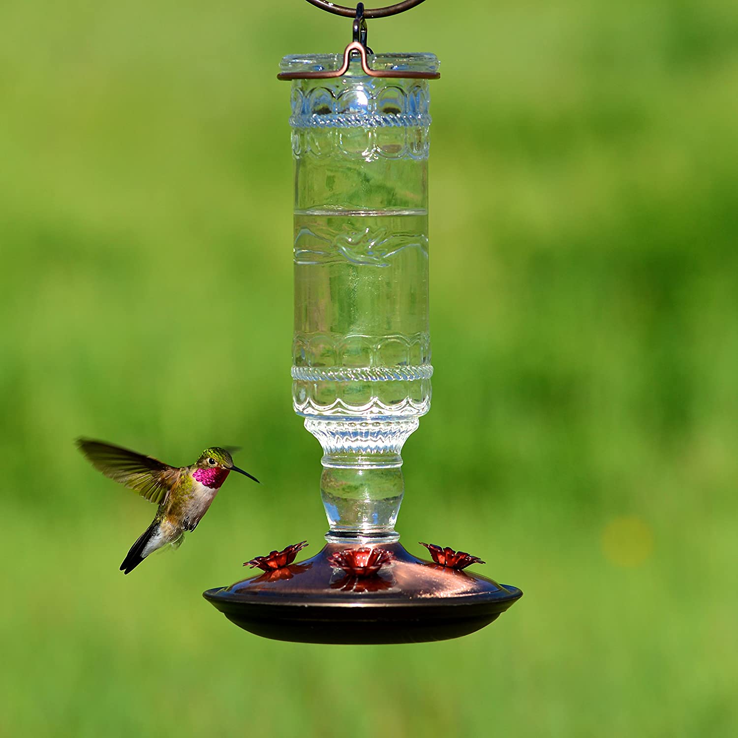 Perky-Pet Green Antique Glass Hummingbird Feeder 10 oz