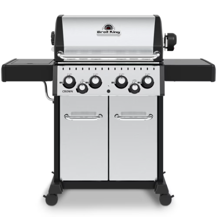 Broil King Crown S 490 4-Burner Natural Gas BBQ Grill in Stainless Steel w/ Side Burner and Rear Rotisserie