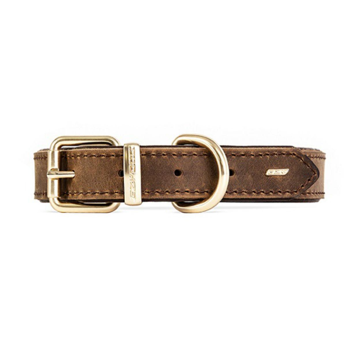 Oxford Brown Leather Dog Collar - Large