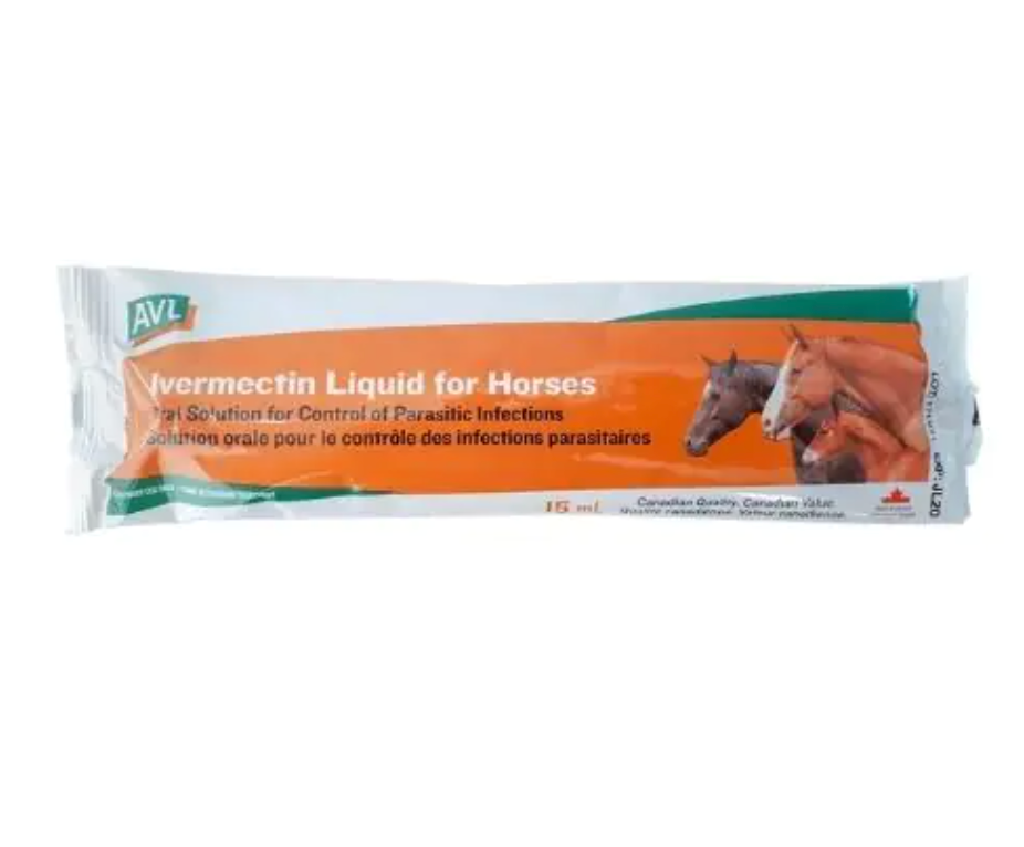 AVL Ivermectin Liquid for Horses, Syringe, 0.5 fl oz (15 ml)