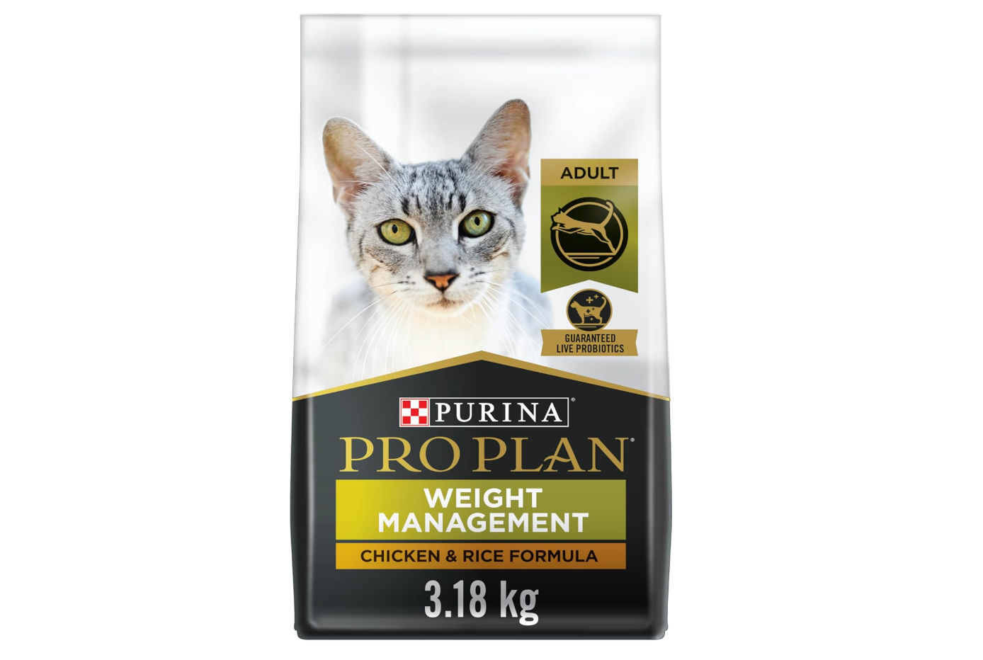 Pro Plan Dry Cat Food, Weight Management, Chicken & Rice 3.18kg