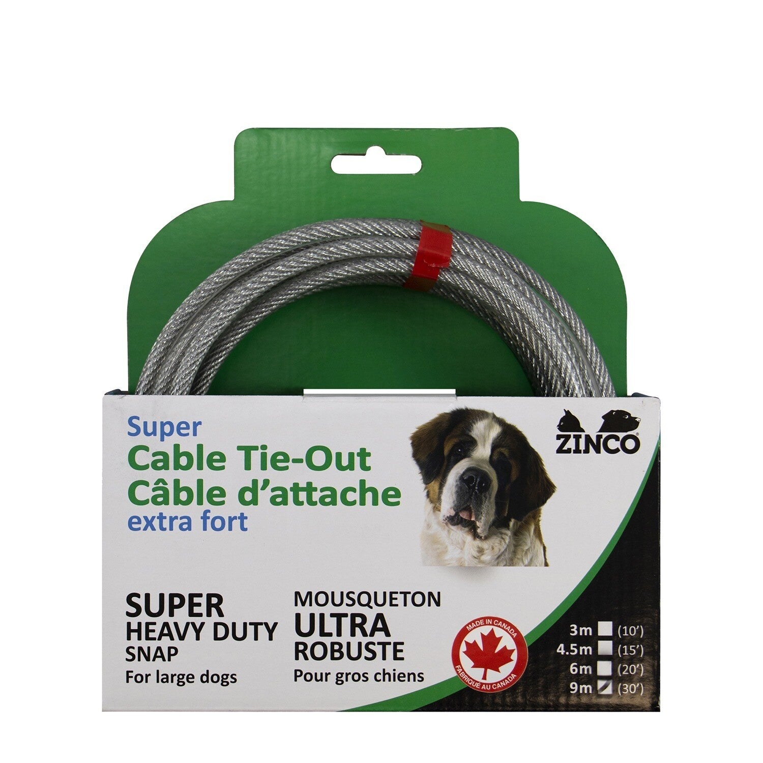 Zinco Super Heavy Duty Tie Out Cable - 30' (9m) - For Large Dogs