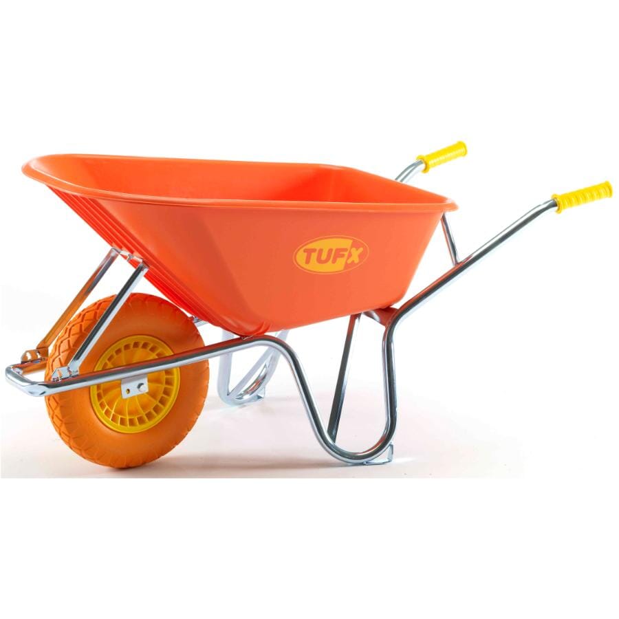 Tufx 6 Cu. Ft Plastic Tray Wheelbarrow, with Flat Free Tire