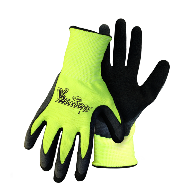 Boss Flexgrip Coated Palm Work Gloves - Yellow