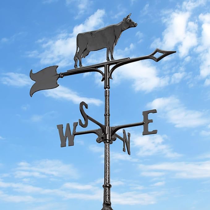 Whitehall Products Cow Weathervane, 30-Inch, Rooftop Black