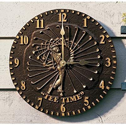 Whitehall Golfer 12″ Indoor/Outdoor Wall Clock - French Bronze