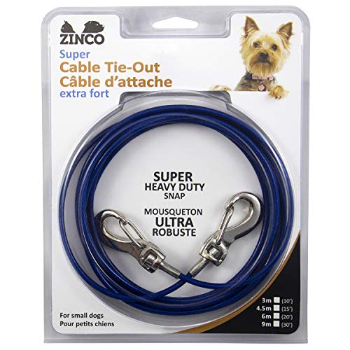 Zinco Super Heavy Duty Tie Out Cable - 10' (3m) - For Small Dogs