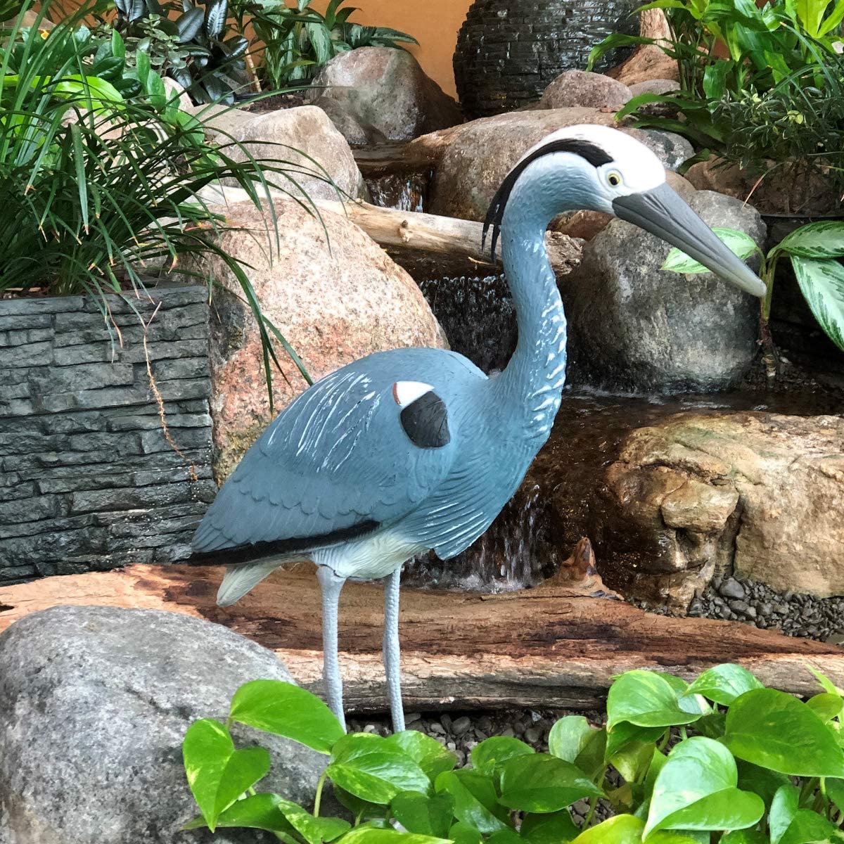 Blue Heron Bird Decoy for Pond, Waterfall, Landscape, and Garden Features - 30